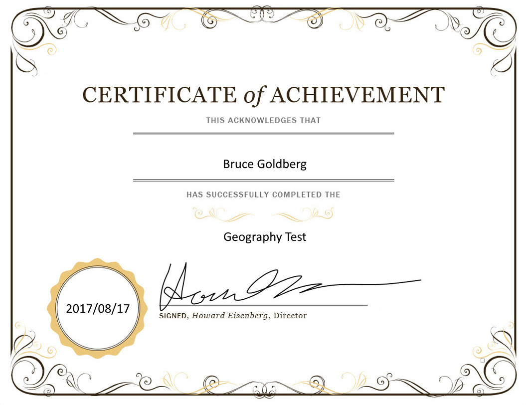 Screenshot of an example certificate.