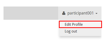 Screenshot of the username menu options with Edit Profile highlighted.